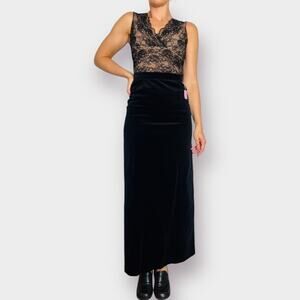 70s JcPenny Fashions Black Corduroy‎ Maxi Skirt